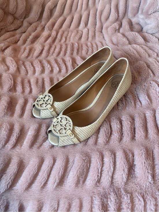 Tory Burch Shoes - Tory Burch Neutral Beige Ballet Flats with Signature Logo Medallion